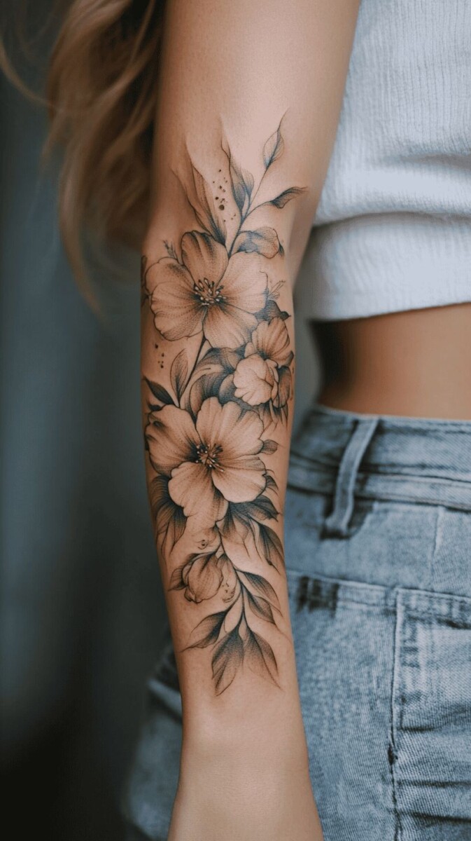Tatouage Fleur Bras Femme