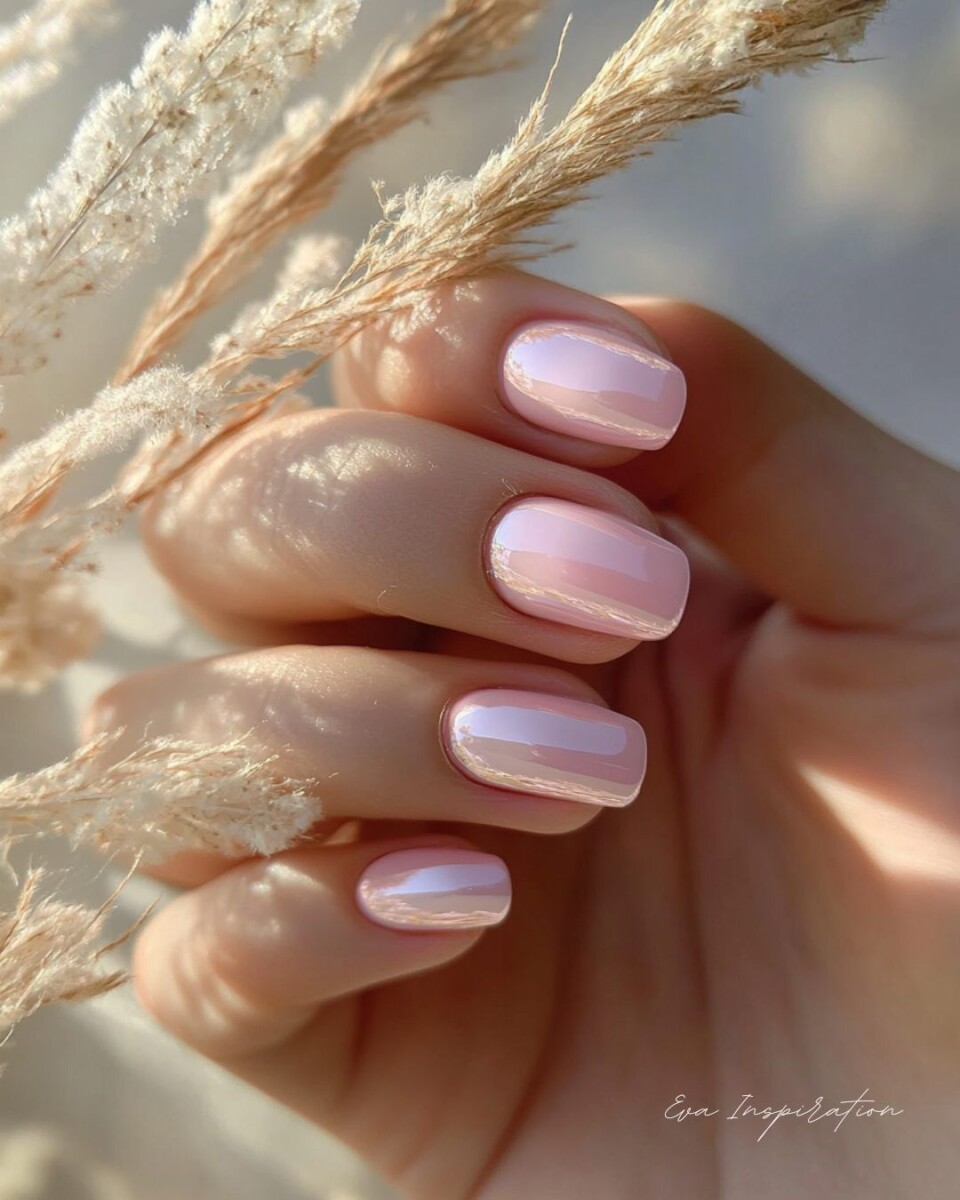 ongles rose poudré